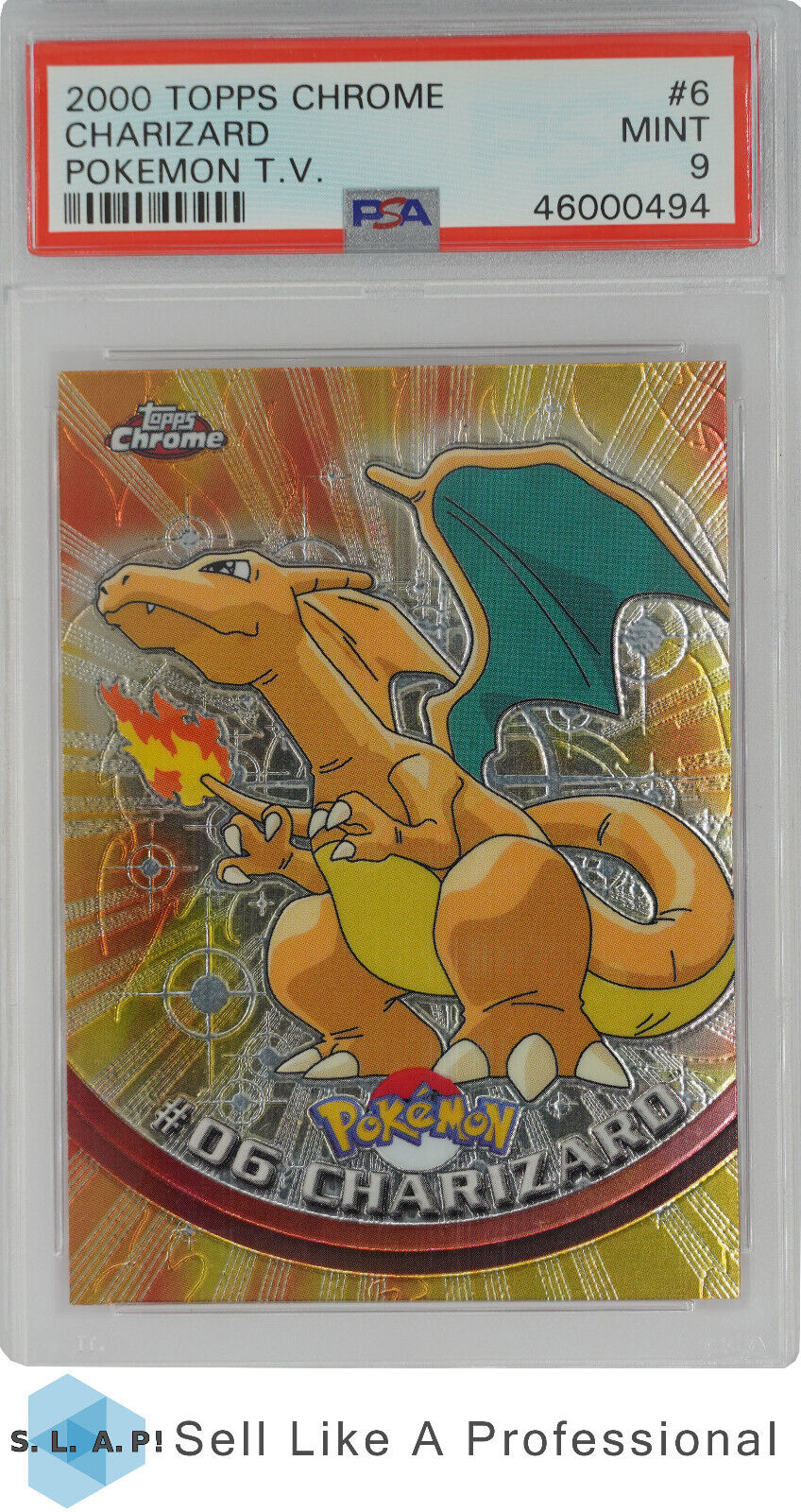 2000 TOPPS CHROME POKEMON TV 6 CHARIZARD POKEMONTV PSA 9