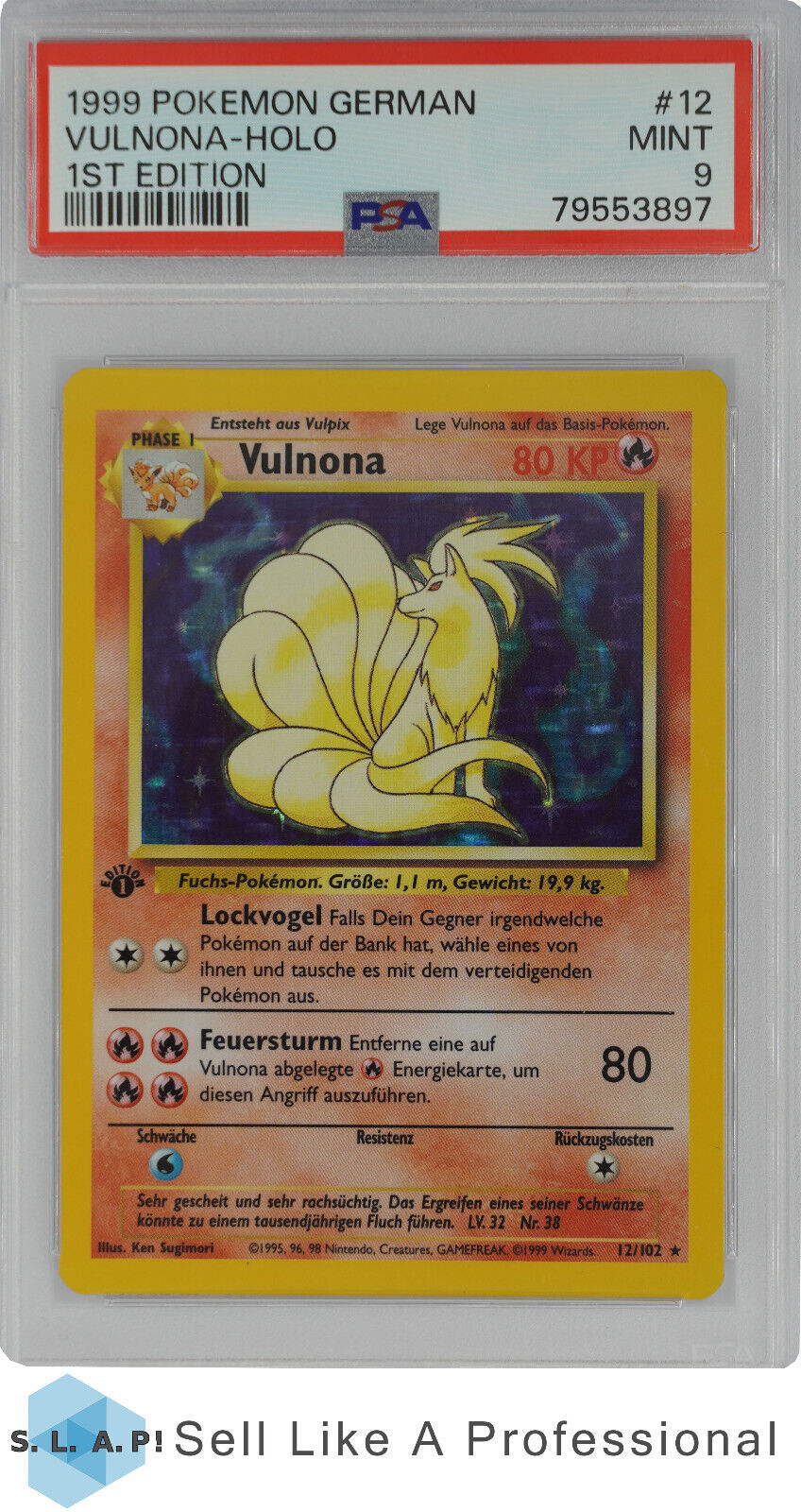 1999 POKEMON GERMAN 12 VULNONAHOLO 1st Edition PSA 9