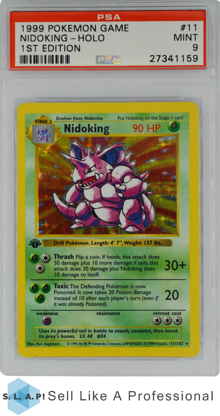 1999 POKEMON GAME 11 NIDOKINGHOLO 1st Edition PSA 9