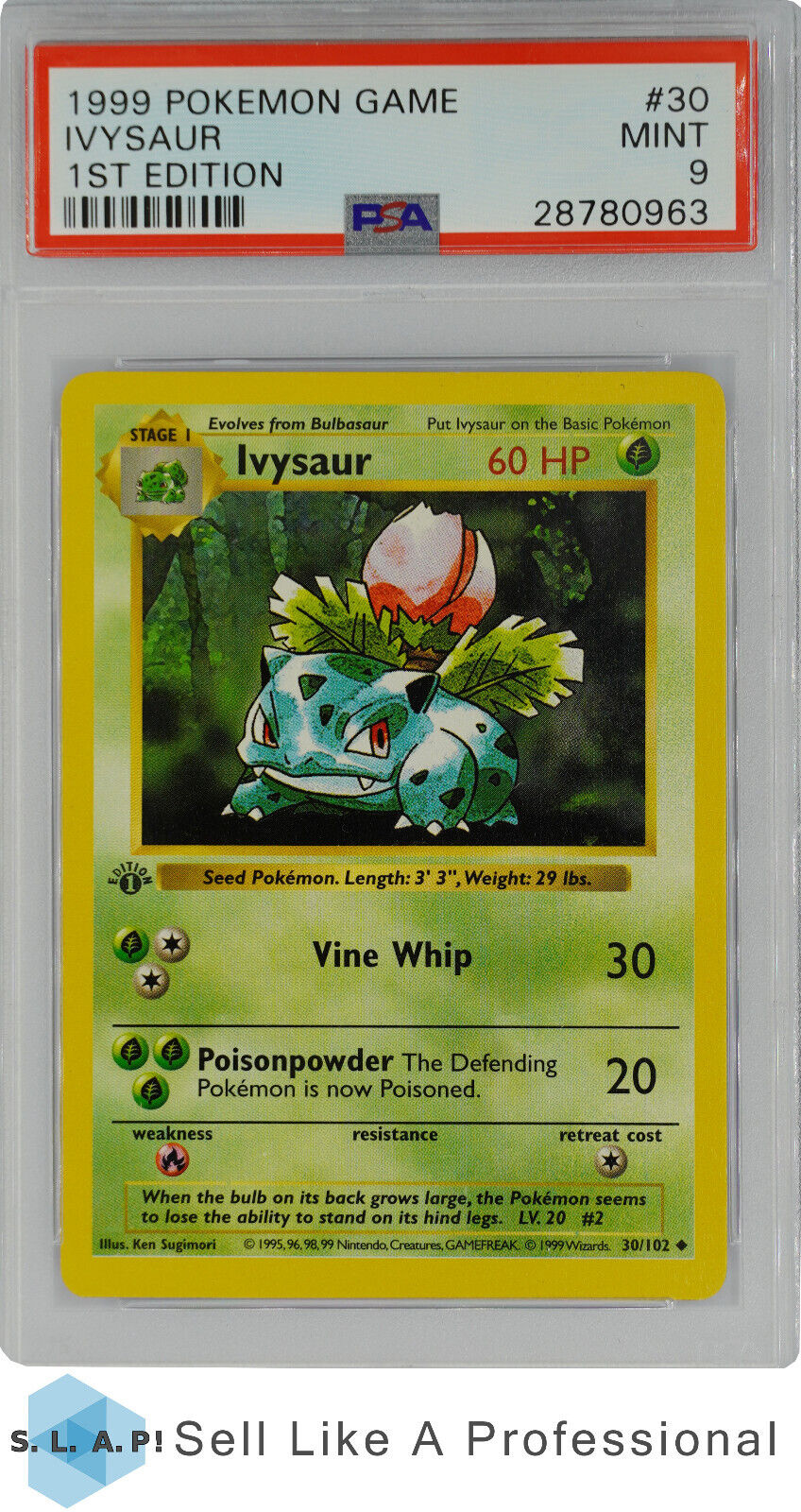 1999 POKEMON GAME 30 IVYSAUR 1st Edition PSA 9