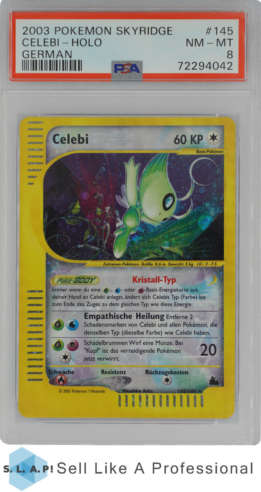 2003 Pokemon Skyridge German Celebi Holo 145 PSA 8