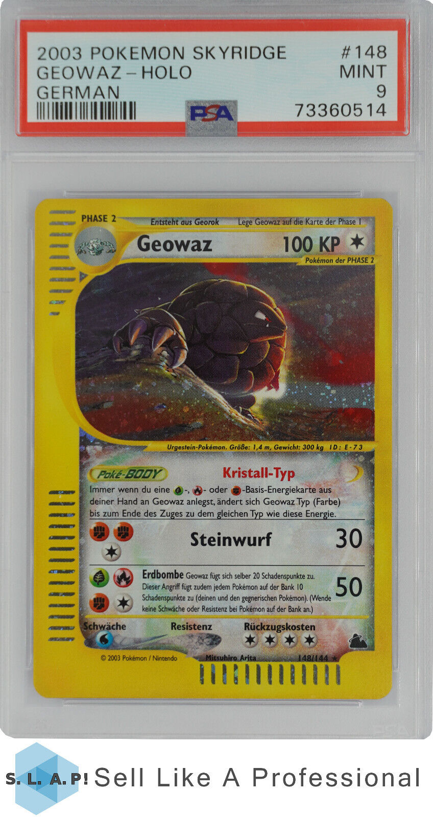 2003 Pokemon Skyridge German Geowaz Holo 148 PSA 9