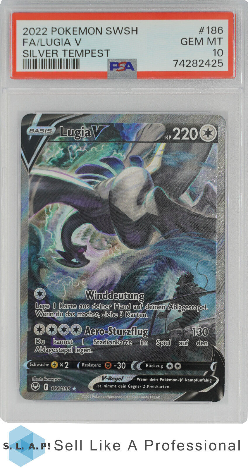 2022 POKEMON SWSH FALUGIA V 186 SILVER TEMPEST PSA 10