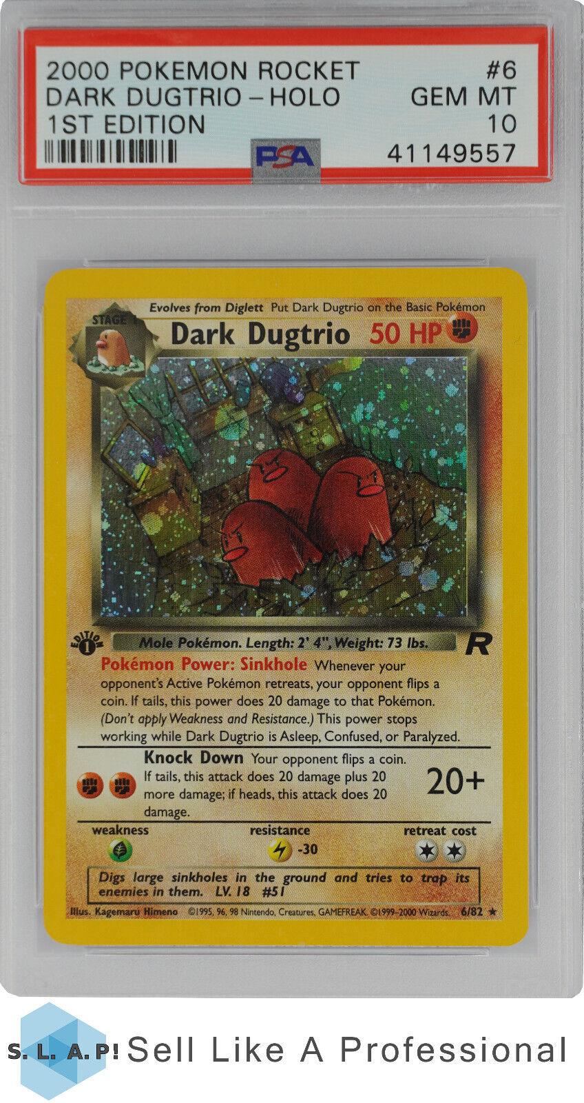 2000 POKEMON ROCKET 6 DARK DUGTRIOHOLO 1STEDITION PSA 10