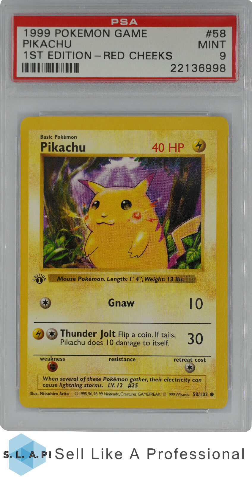 1999 Pokemon Game 58 Pikachu 1st Edition PSA 9