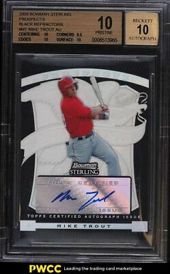2009 Bowman Sterling Black Refractor Mike Trout ROOKIE RC AUTO 25 MT BGS 10