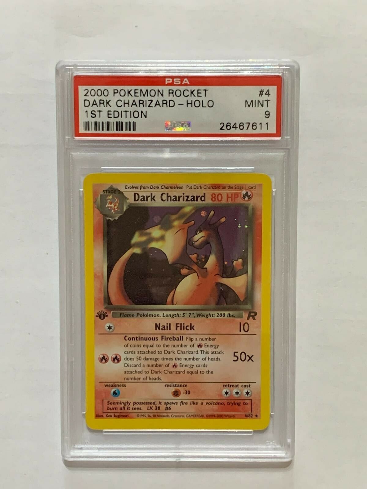 PSA 9 MINT Dark Charizard 482 1ST EDITION Team Rocket HOLO RARE Pokemon Card