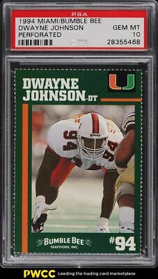 1994 Miami Bumble Bee Perforated Dwayne The Rock Johnson ROOKIE RC PSA 10 GEM