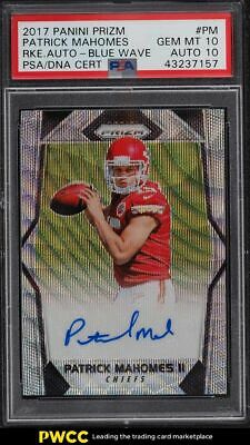 2017 Panini Prizm Blue Wave Patrick Mahomes ROOKIE PSADNA 10 AUTO 149 PSA 10