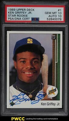 1989 Upper Deck Ken Griffey Jr ROOKIE RC PSADNA 10 AUTO 1 PSA 10 GEM MINT