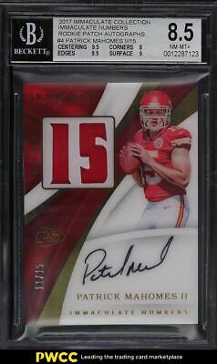2017 Immaculate Patrick Mahomes II RC ROOKIE PATCH AUTO RPA NUMBER 1115 BGS 85