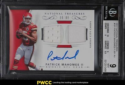 2017 National Treasures Patrick Mahomes II ROOKIE RC PATCH AUTO 99 BGS 9 MINT