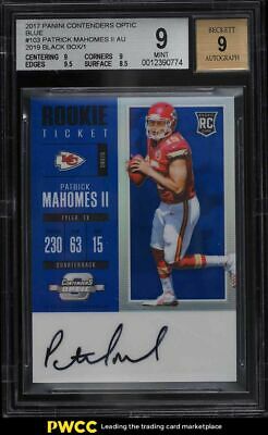 2019 Black Box 17 Contenders Optic Blue Patrick Mahomes II RC AUTO 11 BGS 9