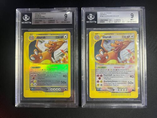 Crystal Glurak Charizard Skyridge Holo  Reverse Bgs 9 German Mint 146 Pokemon