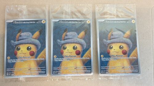 Pikachu With Grey Felt Hat 085 Promo Card Pokemon X Van Gogh Museum 3 Cards