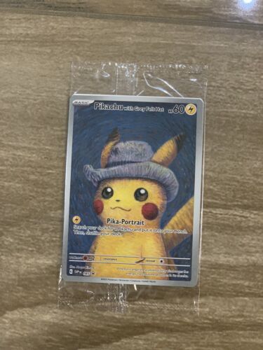X5 Pikachu With Grey Felt Hat Promo Card Pokemon X Van Gogh Museum IN HAND