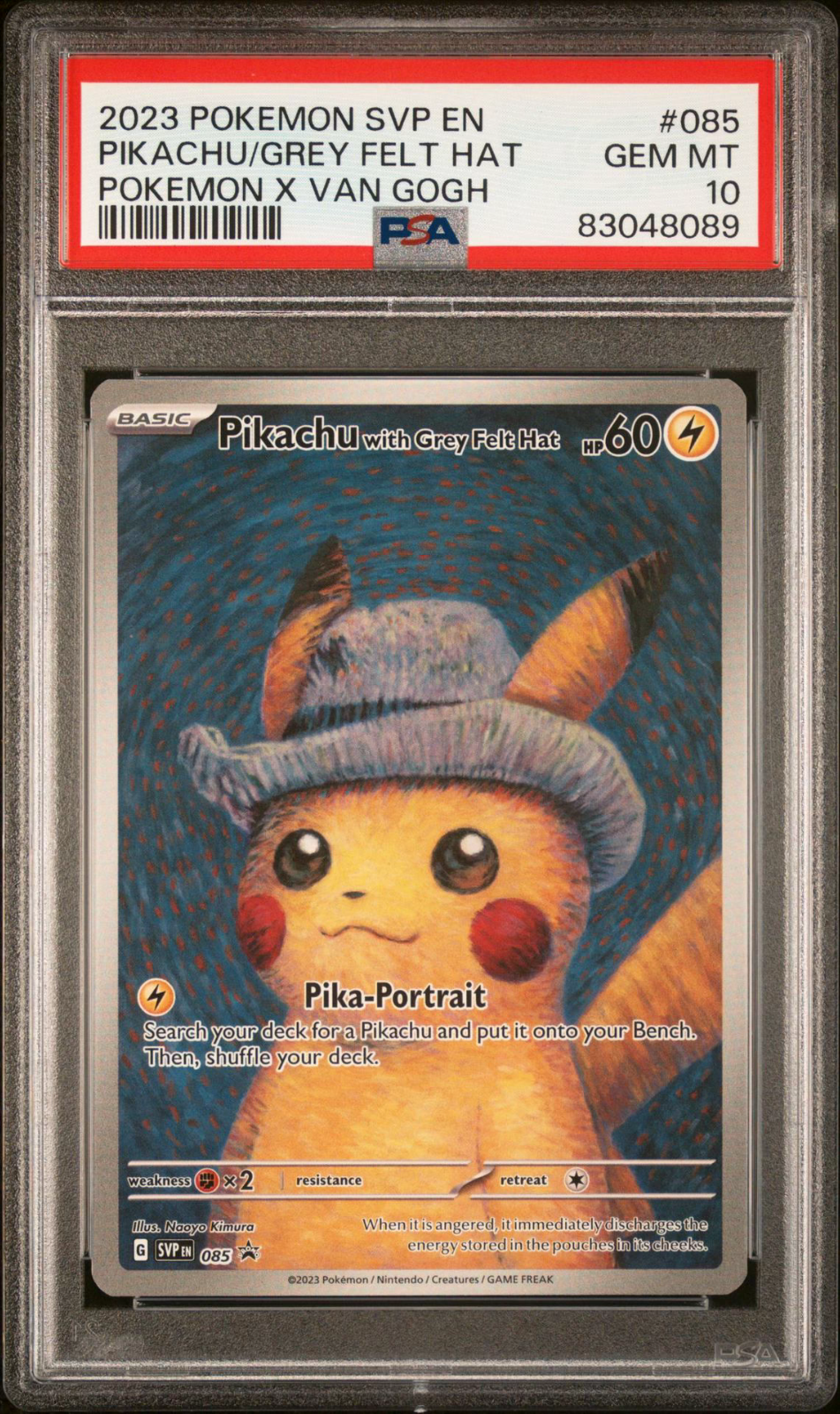 PSA 10 Pokemon X Van Gogh Pikachu PROMO Card Pikachu With Grey Felt Hat 085 