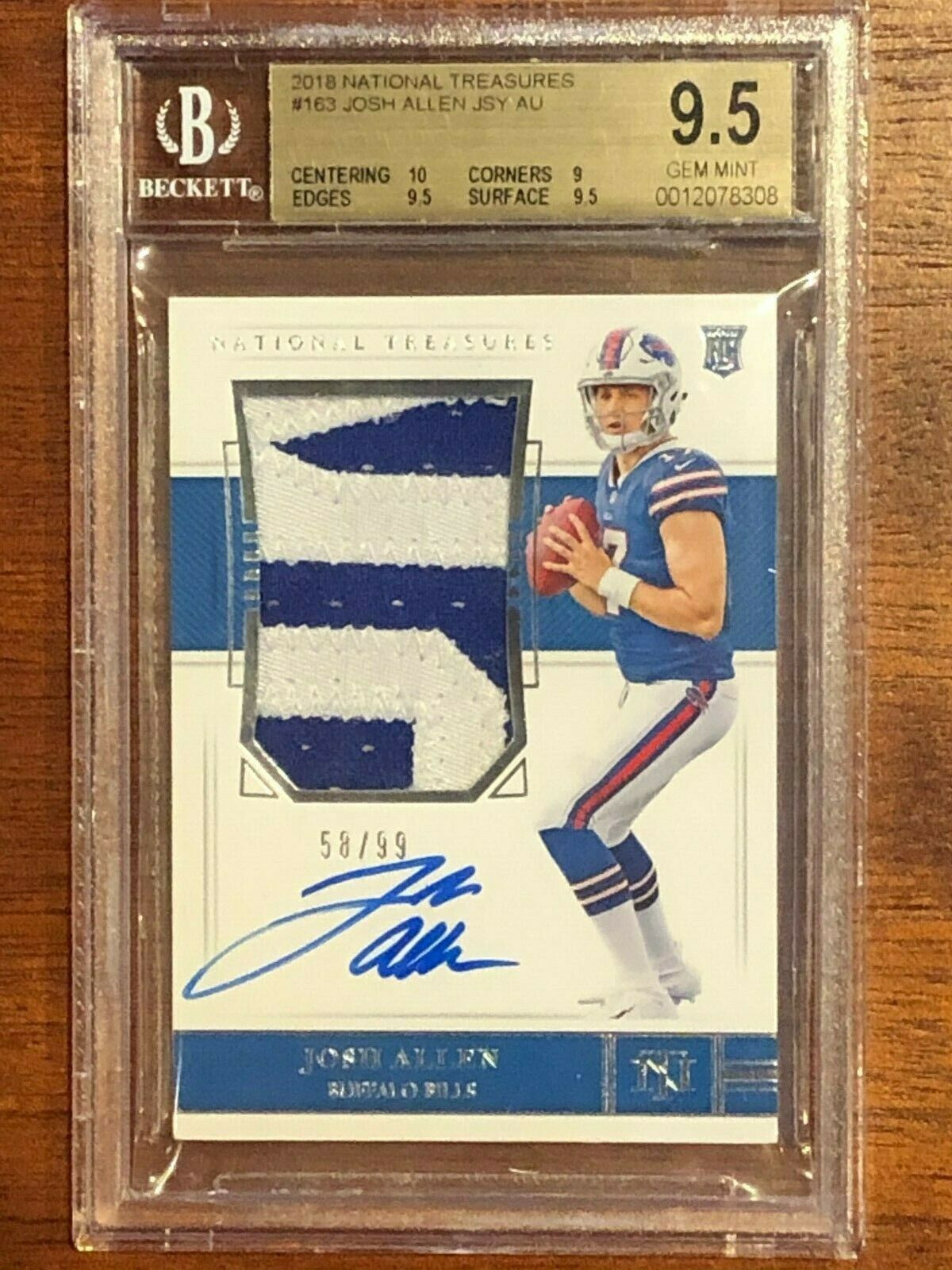 Josh Allen 2018 Panini National Treasures   JSY Au RPA 99 BGS 9510