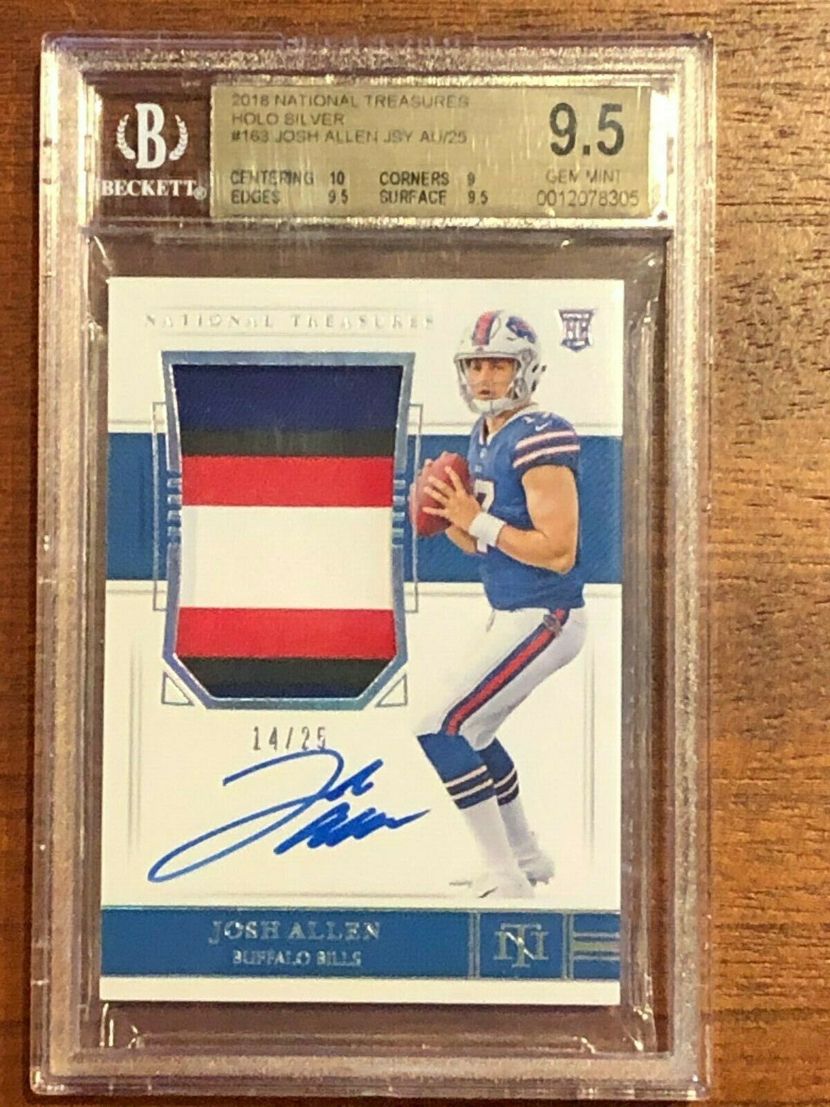 Josh Allen 2018 Panini National Treasures Holo Silver JSY Au RPA 25 BGS 9510