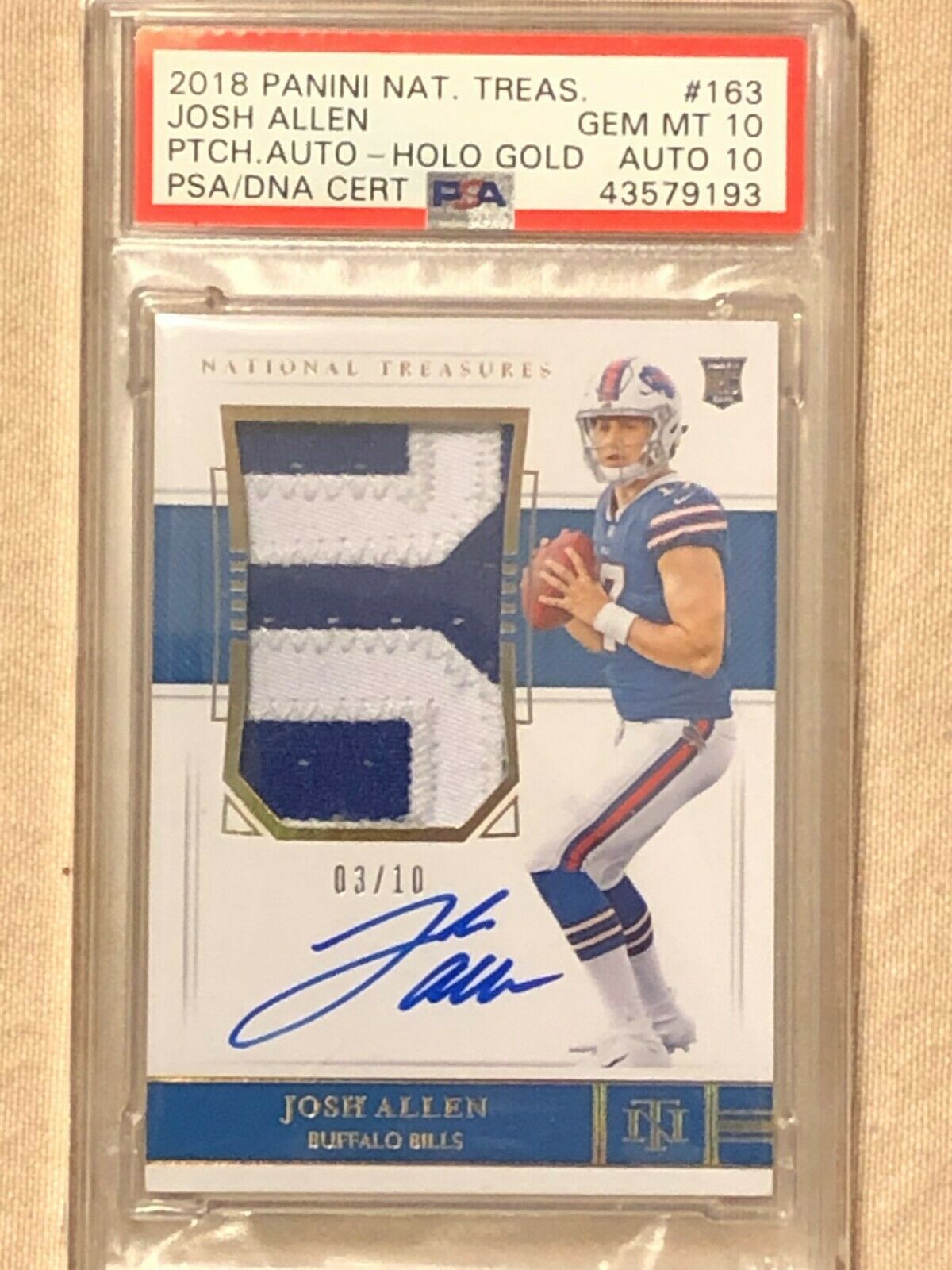 Josh Allen 2018 Panini National Treasures HOLO GOLD RPA 310  PSA 1010  POP 1