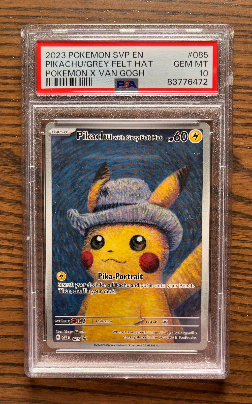 PSA 10 Pokemon X Van Gogh PROMO Card Pikachu With Grey Felt Hat 085 GEM MINT 