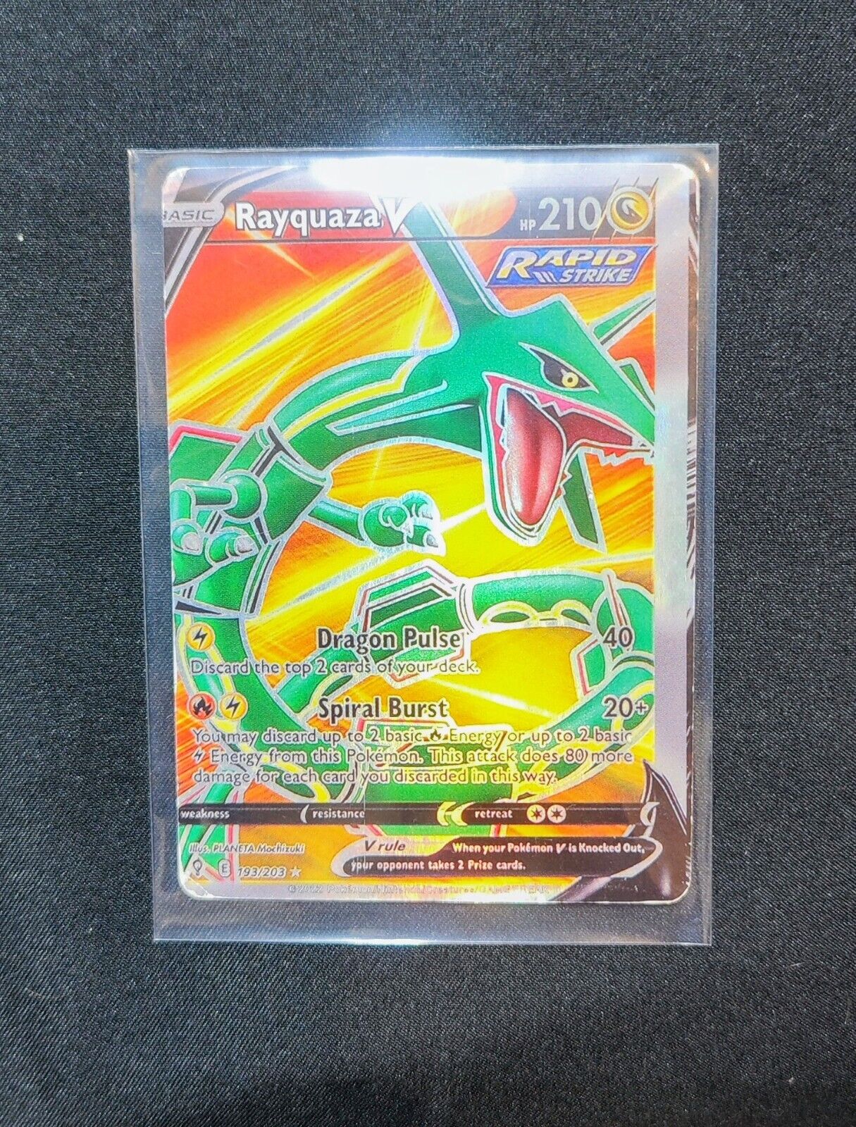 Cartes Pokmon MisprintMiscut unique au monde RAYQUAZA V FULL ART 193203 EN