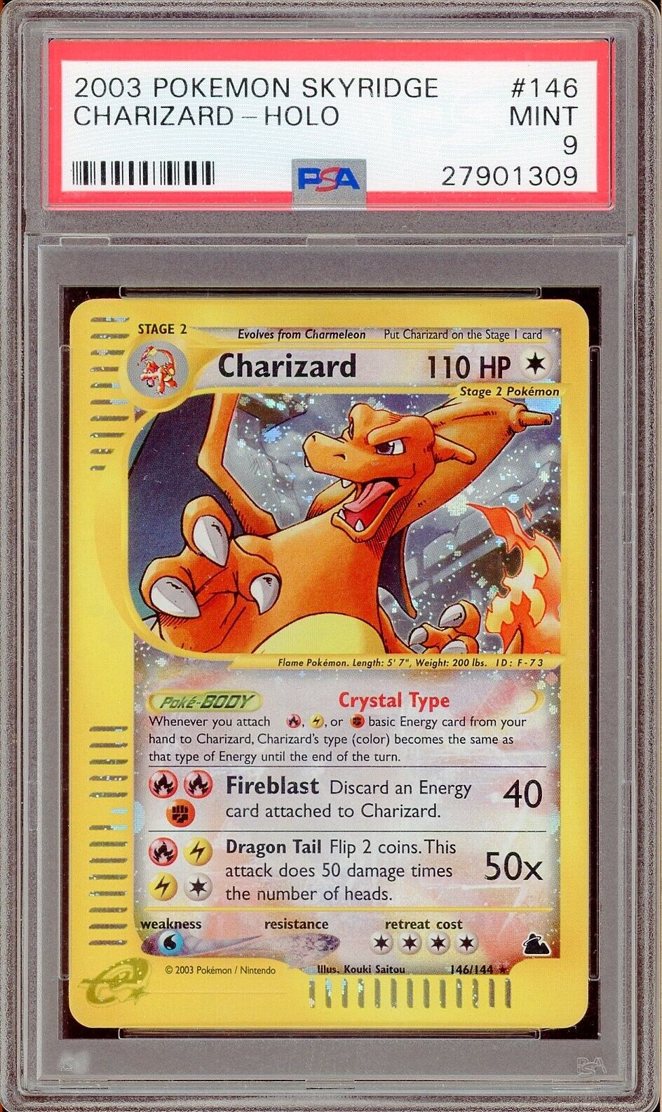 Pokemon Charizard Skyridge Crystal Holo 146144 PSA 9 MINT