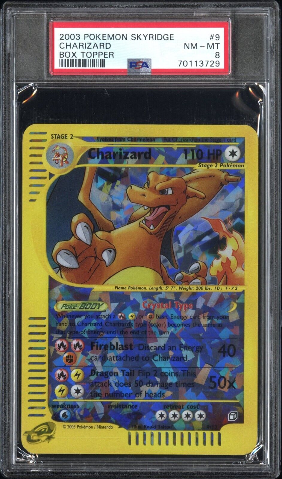 Pokemon Charizard Skyridge Box Topper PSA 8