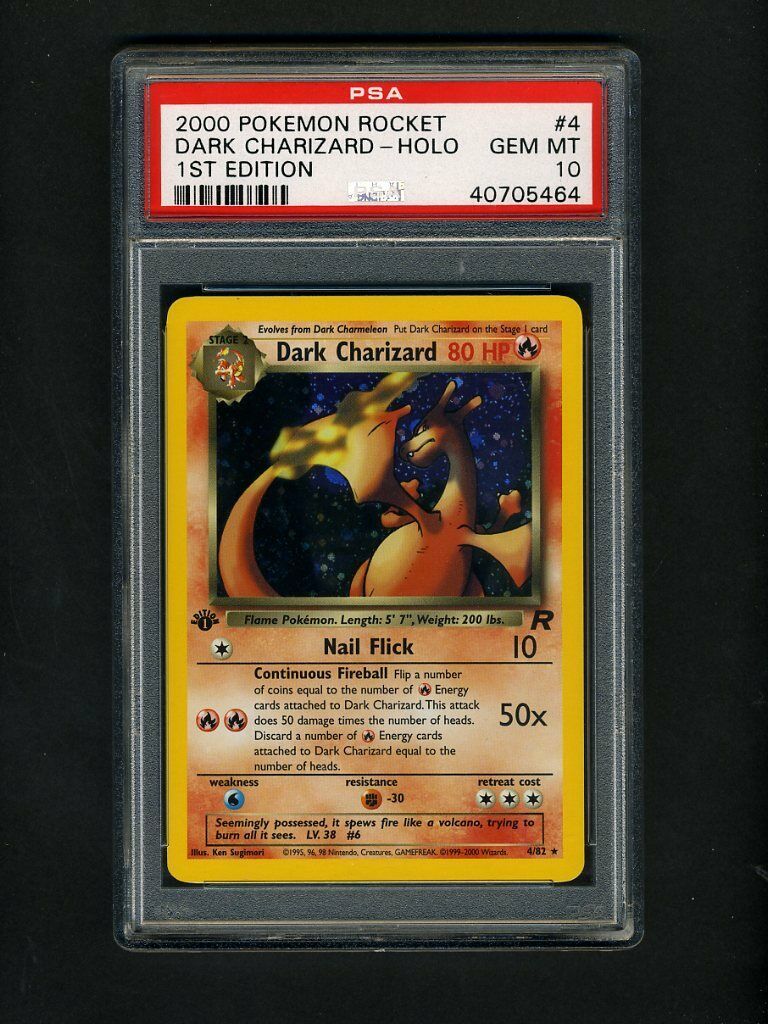 POKEMON PSA 10 GEM MINT DARK CHARIZARD 1ST EDITION 2000 ROCKET HOLO CARD 482