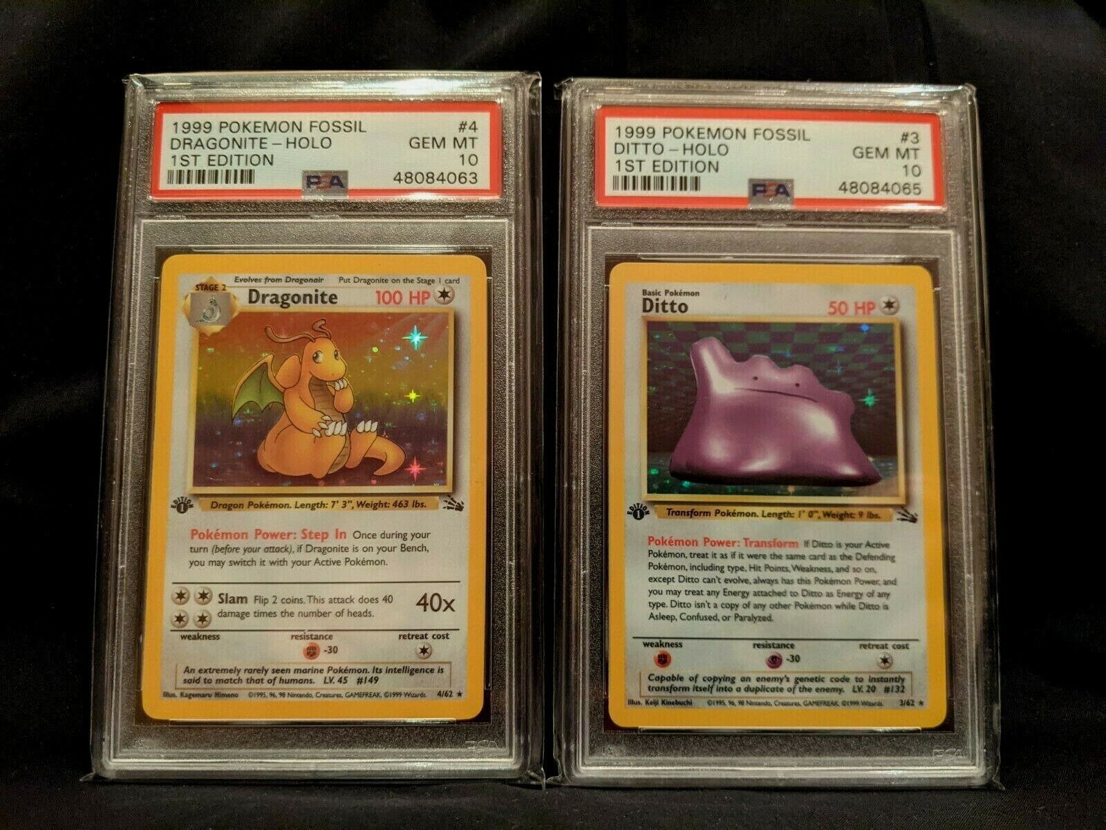 PSA 10 Dragonite Fossil 1st Edition Holo Pokemon Card 462  Ditto PSA 10    