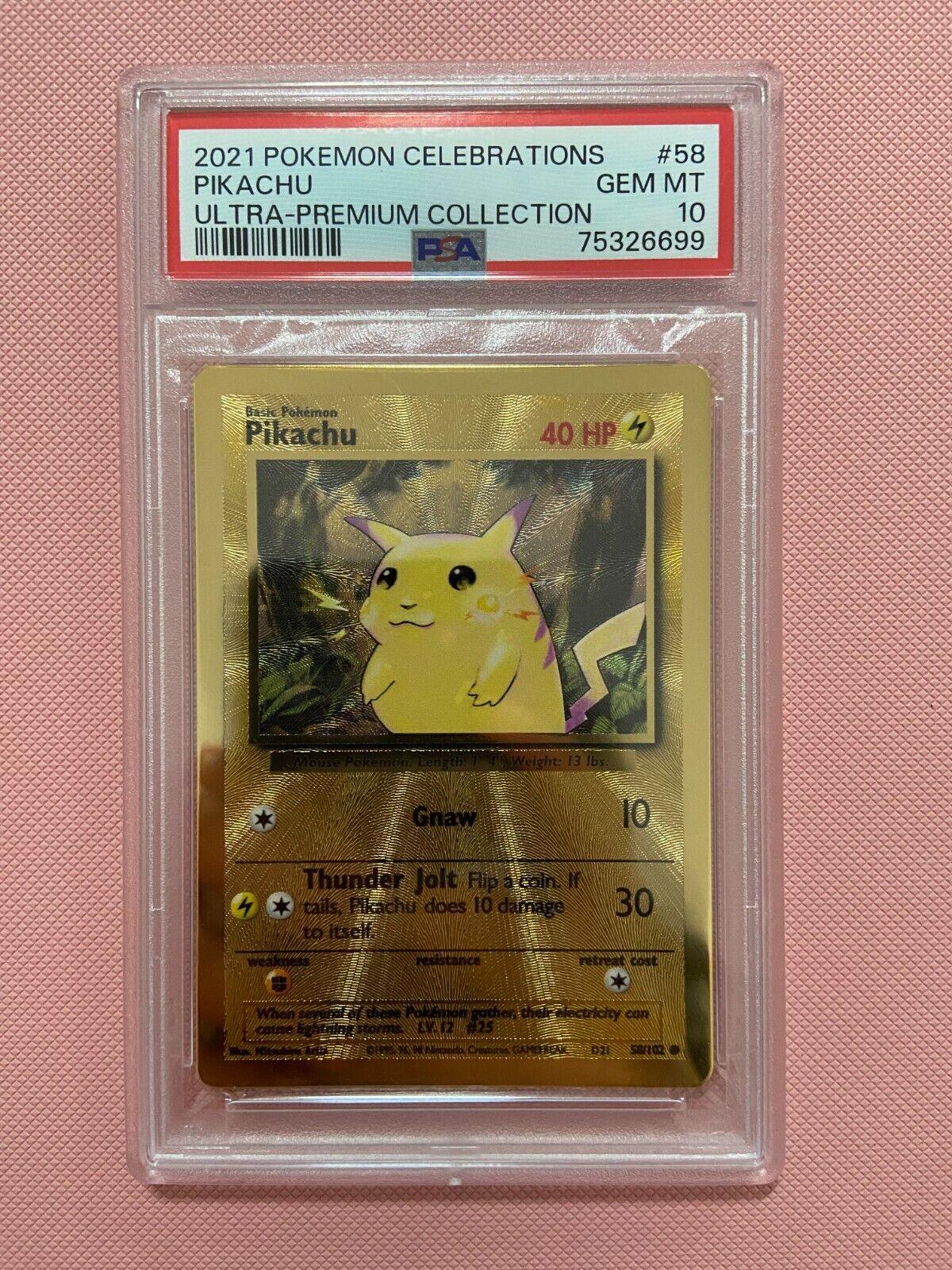 Pokemon PSA 10 Pikachu 58 Gold Metal Celebrations Ultra Premium Col 25th POP72