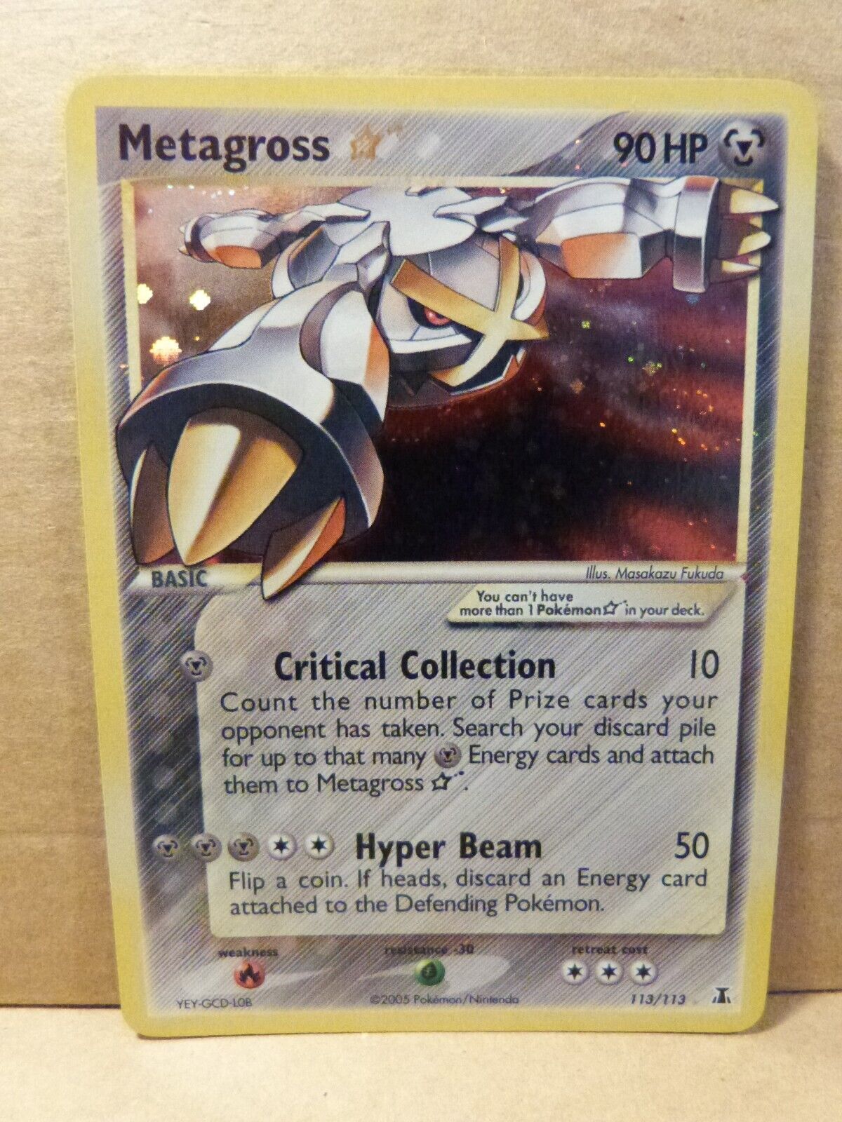 Pokemon Gold Star Rare Holo Card   113113  Metagross   Ex Delta Species