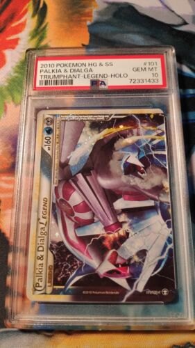 PSA 10 GEM MINT Palkia  Dialga LEGEND HGSS Triumphant Pokemon Card 101102 