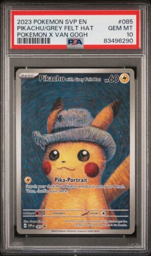 PSA 10 Pikachu Grey Felt Hat 085 PROMO Card Pokemon X Van Gogh GEM MINT
