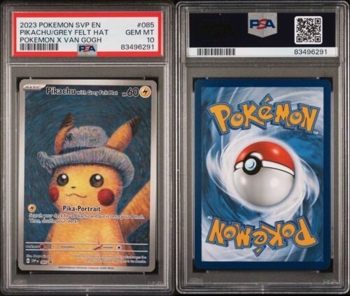 PSA 10 Pikachu Grey Felt Hat 085 PROMO Card Pokemon X Van Gogh GEM MINT