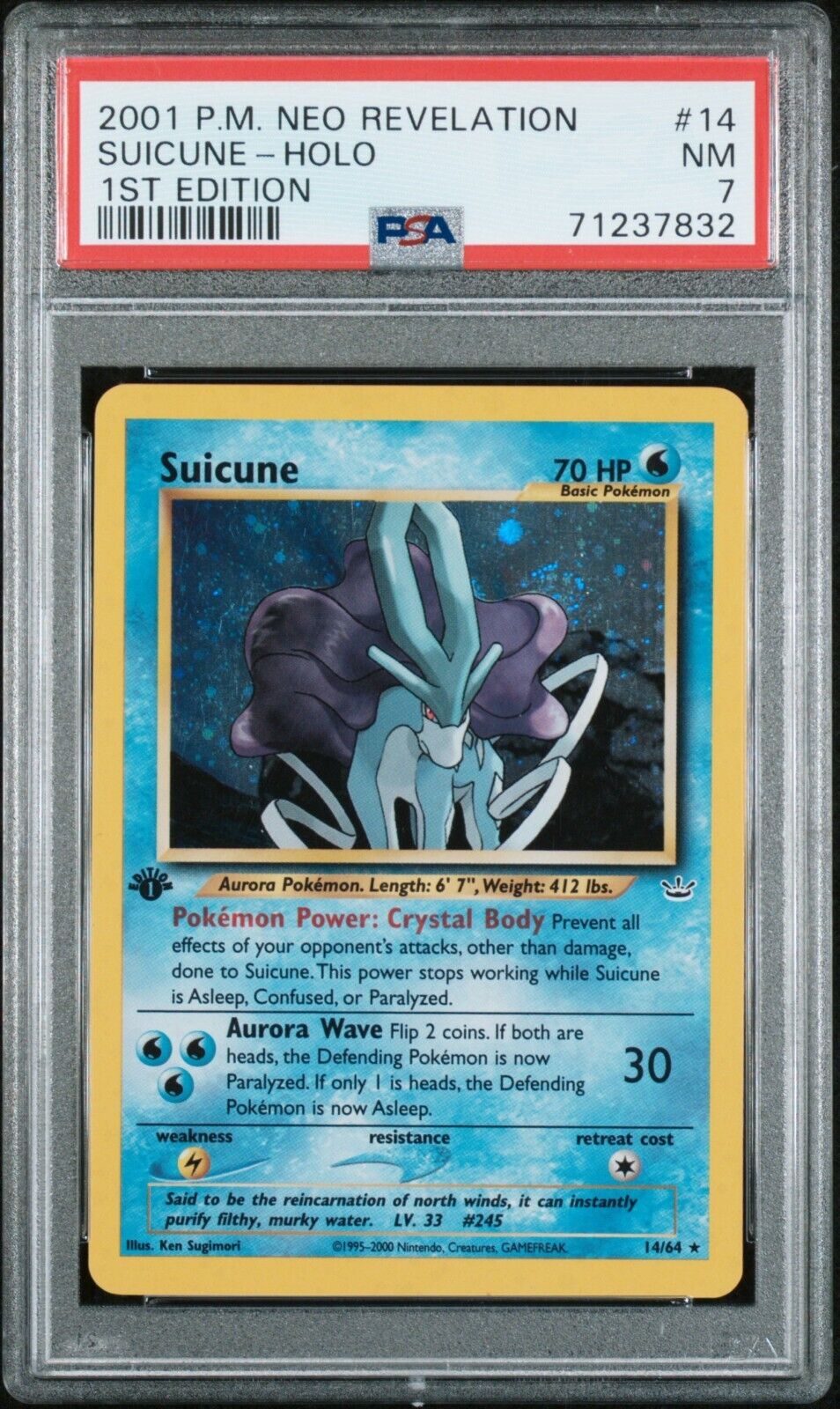 2001 Pokemon Neo Revelation Suicune 1st Edition Holo 1464 PSA 7