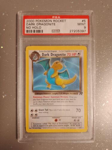 PSA 9 Dark Dragonite No Holo ERROR Team Rocket 582 Pokemon Card Misprint