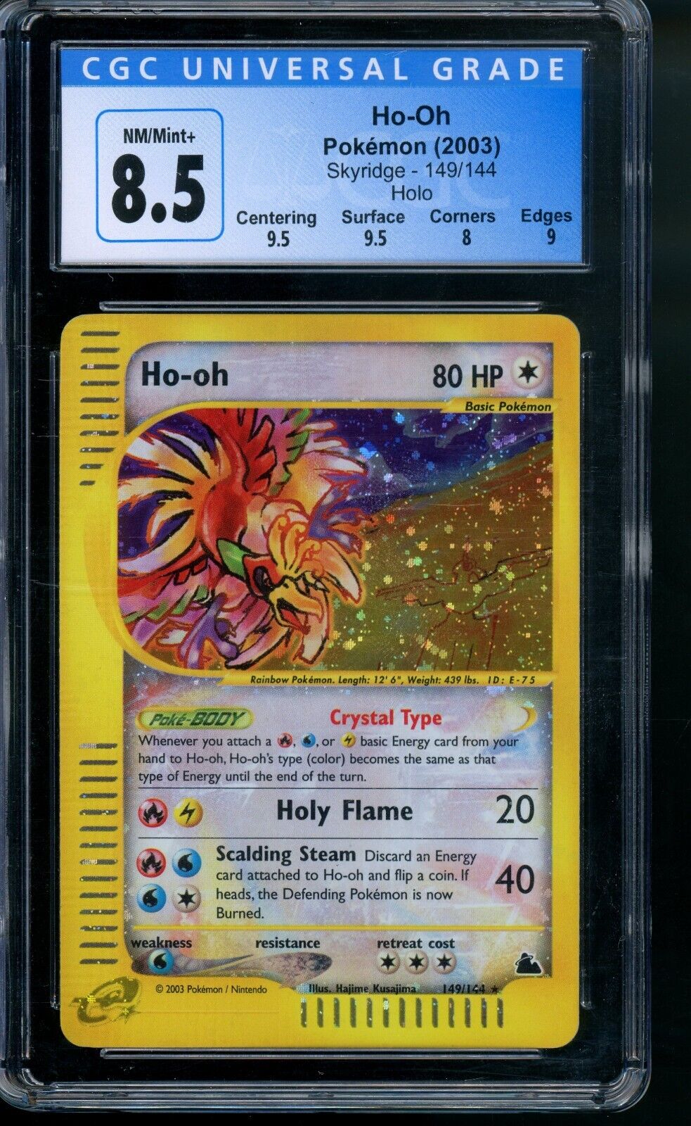 2003 Pokemon Skyridge Crystal Hooh Holo Rare CGC 85 NMMT