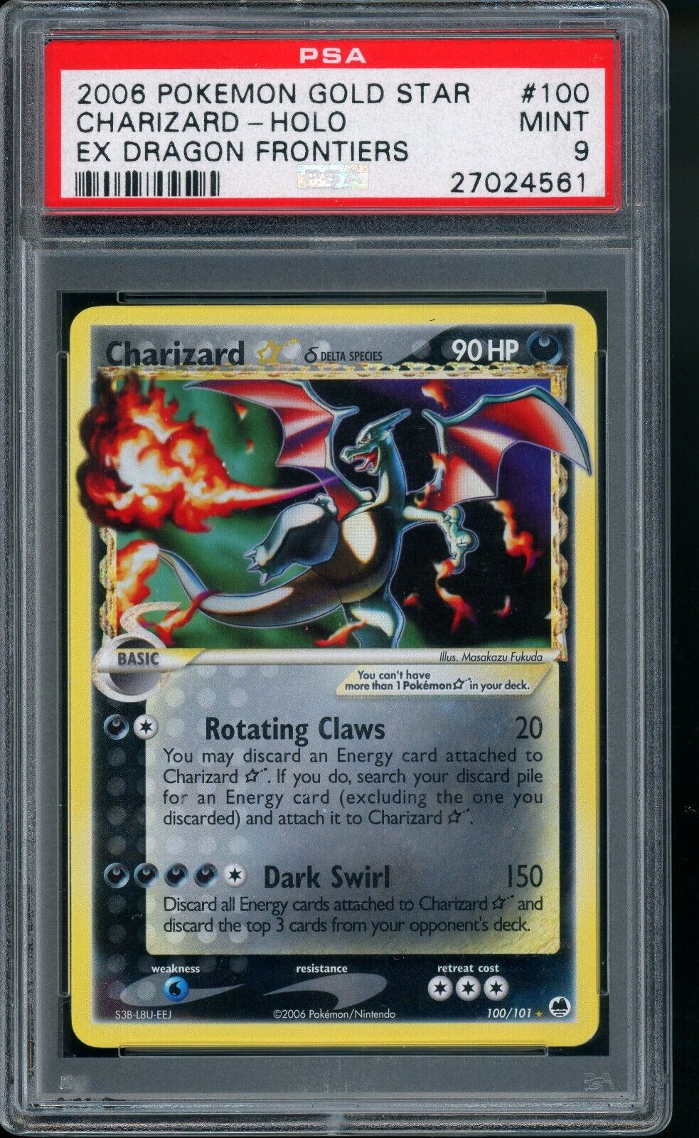 2006 Pokemon Charizard Gold Star EX Dragon Frontiers Holo PSA 9 MINT