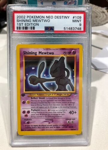 Shining Mewtwo First Edition 109105 Neo Destiny Holo Pokemon Card PSA 9