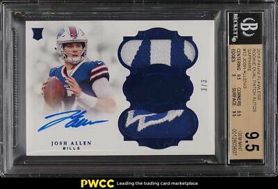 2018 Panini Flawless Sapphire Josh Allen ROOKIE PATCH AUTO 3 12 BGS 95 GEM