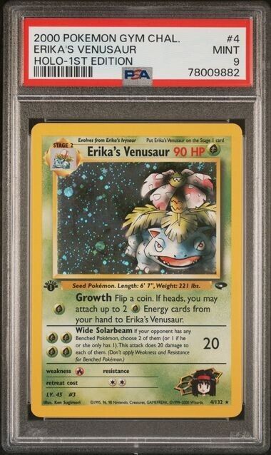 Pokemon Gym Challenge  Erikas Venusaur  Holo  1st Edition  4  PSA 9