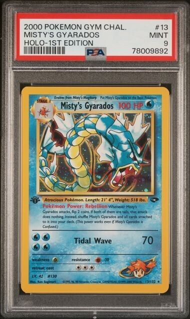 Pokemon TCG Gym Challenge  Mistys Gyarados  Holo  1st Edition  13  PSA 9