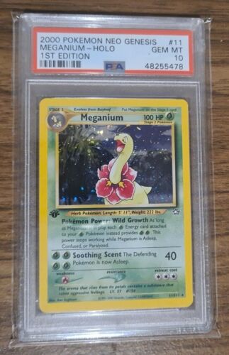 PSA 10 GEM MINT MEGANIUM 11  1ST EDITION NEO GENESIS HOLO POKEMON CARD