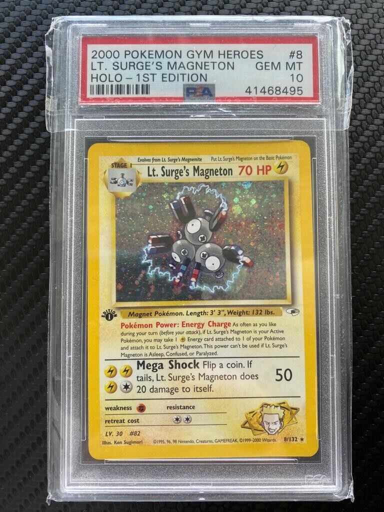 PSA 10 1st Edition Lt Surges Magneton Holo 8132 Pokemon Card  Low Pop