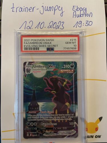 Umbreon VMAX EVS 215 PSA 10 Pokemon Alternatives Artwork Secret Rare Full Art