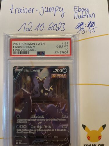 Umbreon V EVS 189 Alt Art PSA 10 Pokemon Evolving Skies Nachtara