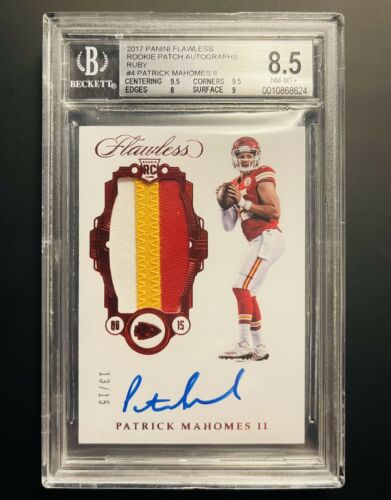 2017 FLAWLESS ROOKIE PATCH AUTO 4 PATRICK MAHOMES II RPA 15 BGS 8510 CHIEFS