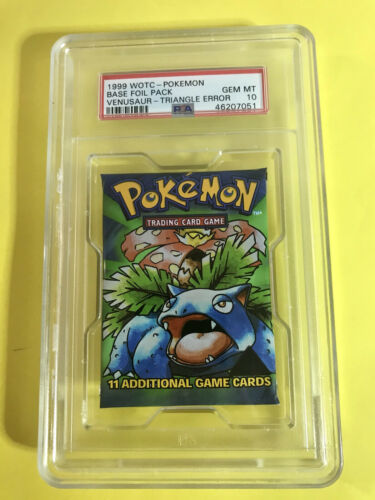 Pokemon  Venusaur Black Triangle Error Base Booster Pack Psa 10 Gem Mint  1999