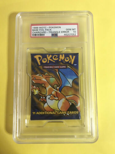 Pokemon  Charizard Black Triangle Error Base Booster Pack Psa 10 Gem Mint 1999